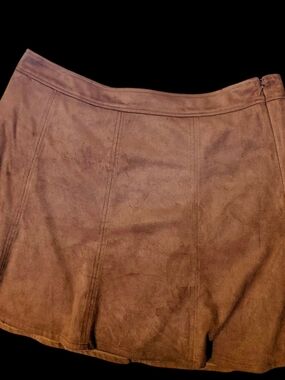 LOFT Tan Suede Look A-Line Mini Skirt